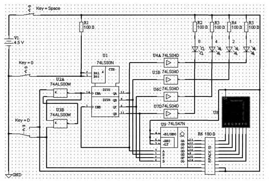 Виртуальная модель цифрового устройства в программе Multisim 9