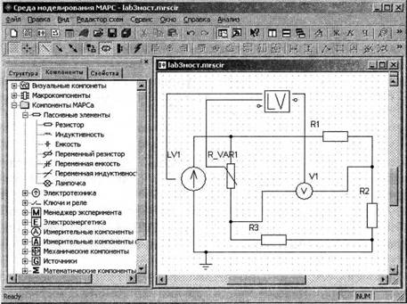 Представление схемы эксперимента в СМ МАРС