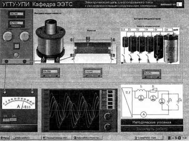 виртуальный лабораторный стенд для исследования процессов в электрической цепи синусоидального тока